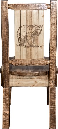 MWHCKSCNSLLZBEAR Rustic Laser Engraved Bear Dining Chair - Homestead-2