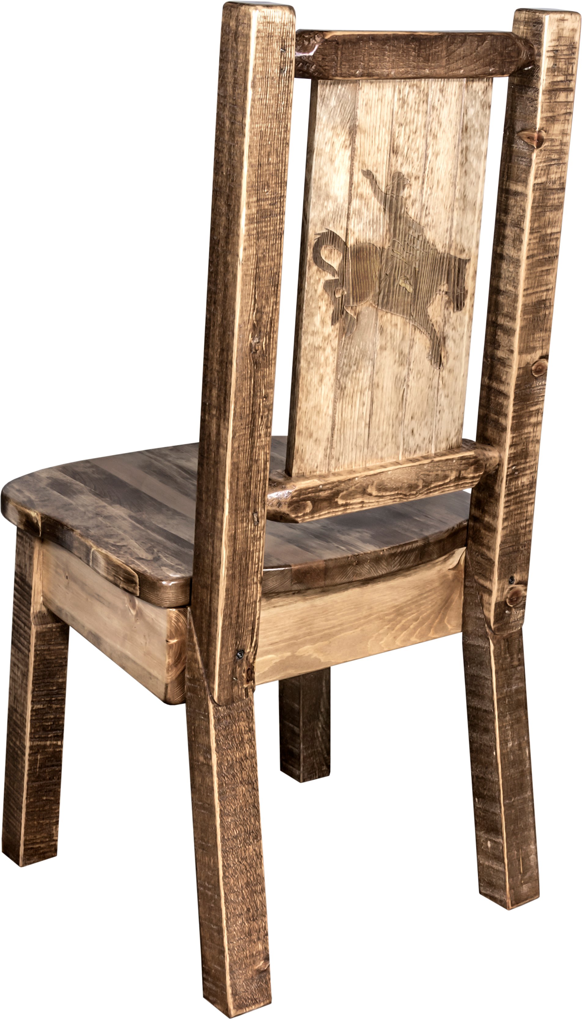 Rustic Laser Engraved Bronc Dining Chair - Homestead-1