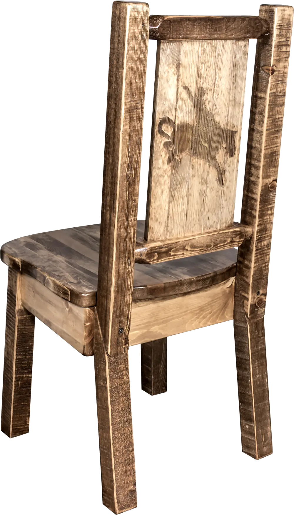 Rustic Laser Engraved Bronc Dining Chair - Homestead-1