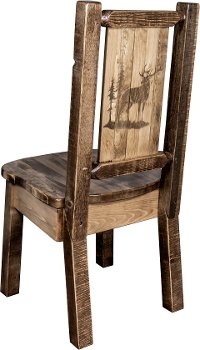 MWHCKSCNSLLZELK Rustic Laser Engraved Elk Dining Chair - Homestead