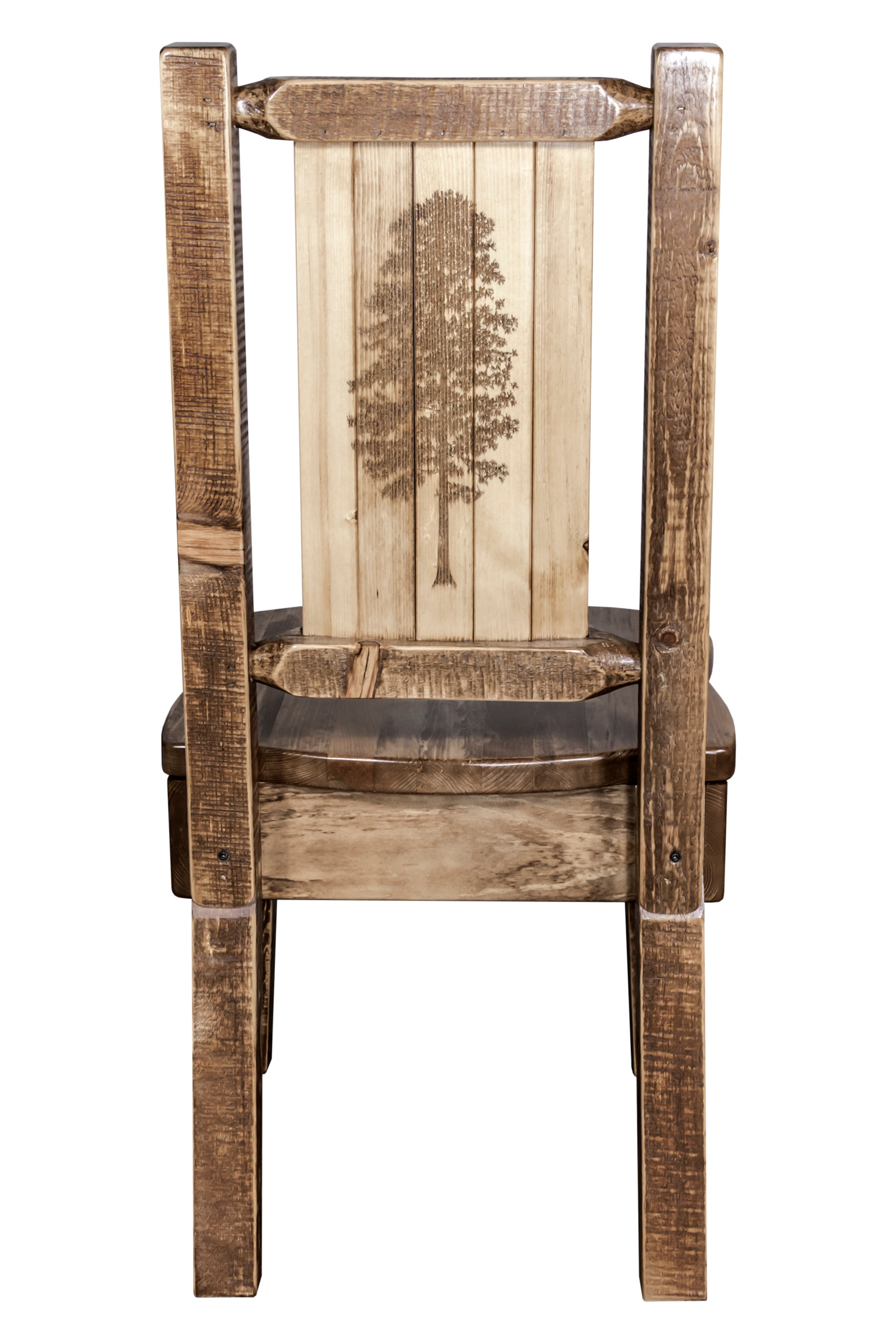 Rustic Laser Engraved Pine Tree Dining Chair - Homestead-2