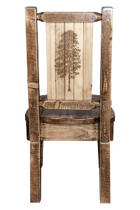 MWHCKSCNSLLZPINE Rustic Laser Engraved Pine Tree Dining Chair - Homestead-2