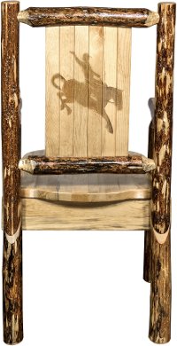 MWGCCASCNLZBRONC Captain's Dining Chair with Laser Engraved Bronc - Glacier