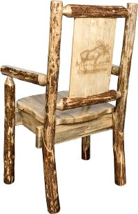 MWGCCASCNLZMOOSE Captain's Dining Chair with Laser Engraved Moose - Glacier
