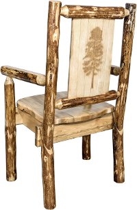 MWGCCASCNLZPINE Captain's Dining Chair with Laser Engraved Pine Tree - Glacier