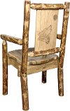 MWGCCASCNLZWOLF Captain's Dining Chair with Laser Engraved Wolf - Glacier