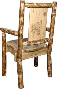 MWGCCASCNLZWOLF Captain's Dining Chair with Laser Engraved Wolf - Glacier