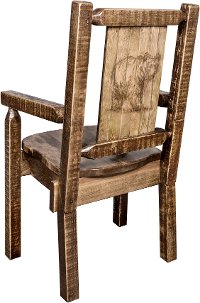 MWHCCASCNSLLZBEAR Captain's Dining Room Chair with Laser Engraved Bear - Homestead