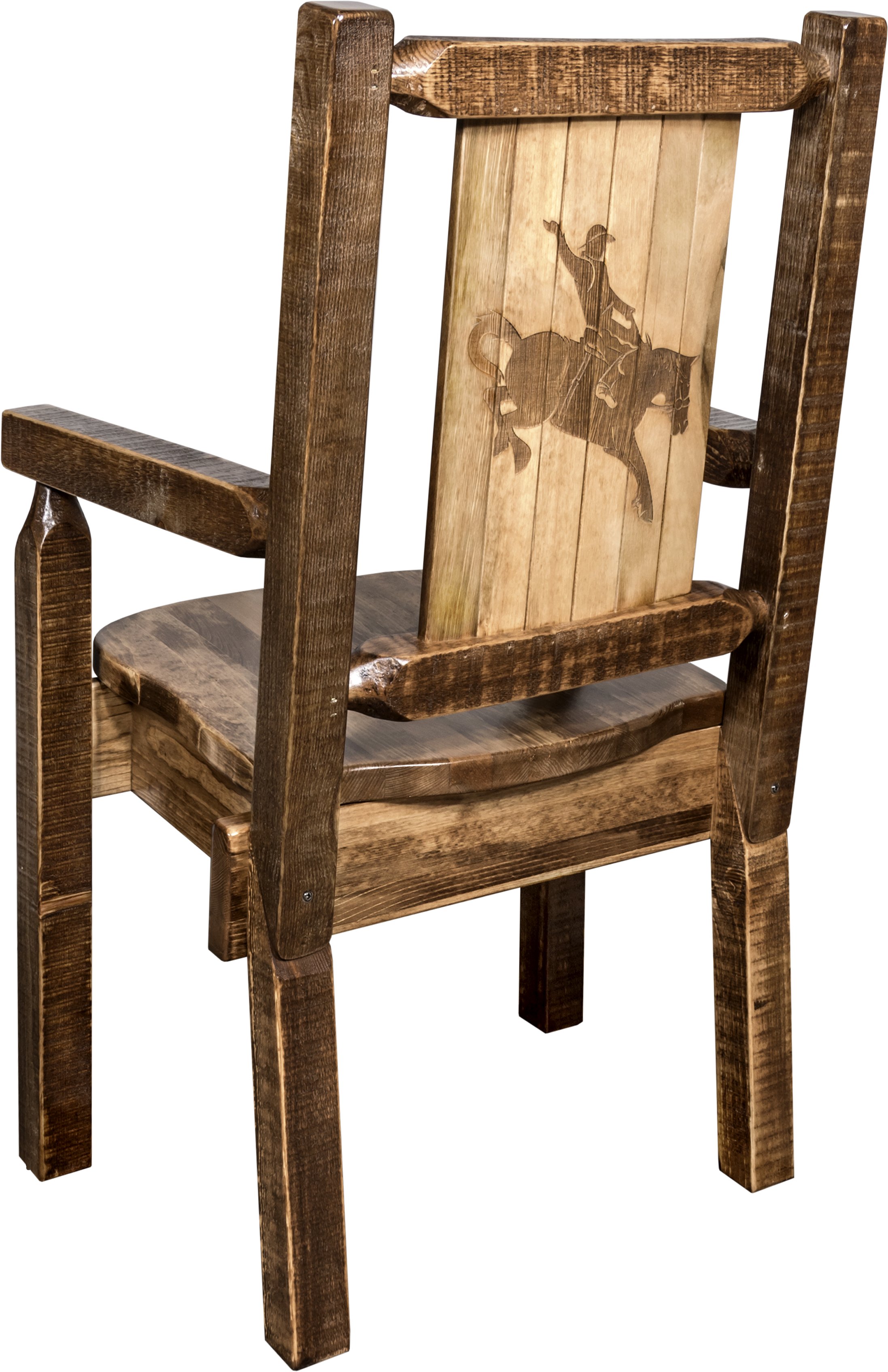Captain's Dining Room Chair with Laser Engraved Bronc - Homestead-1
