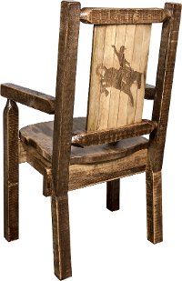 MWHCCASCNSLLZBRONC Captain's Dining Room Chair with Laser Engraved Bronc - Homestead