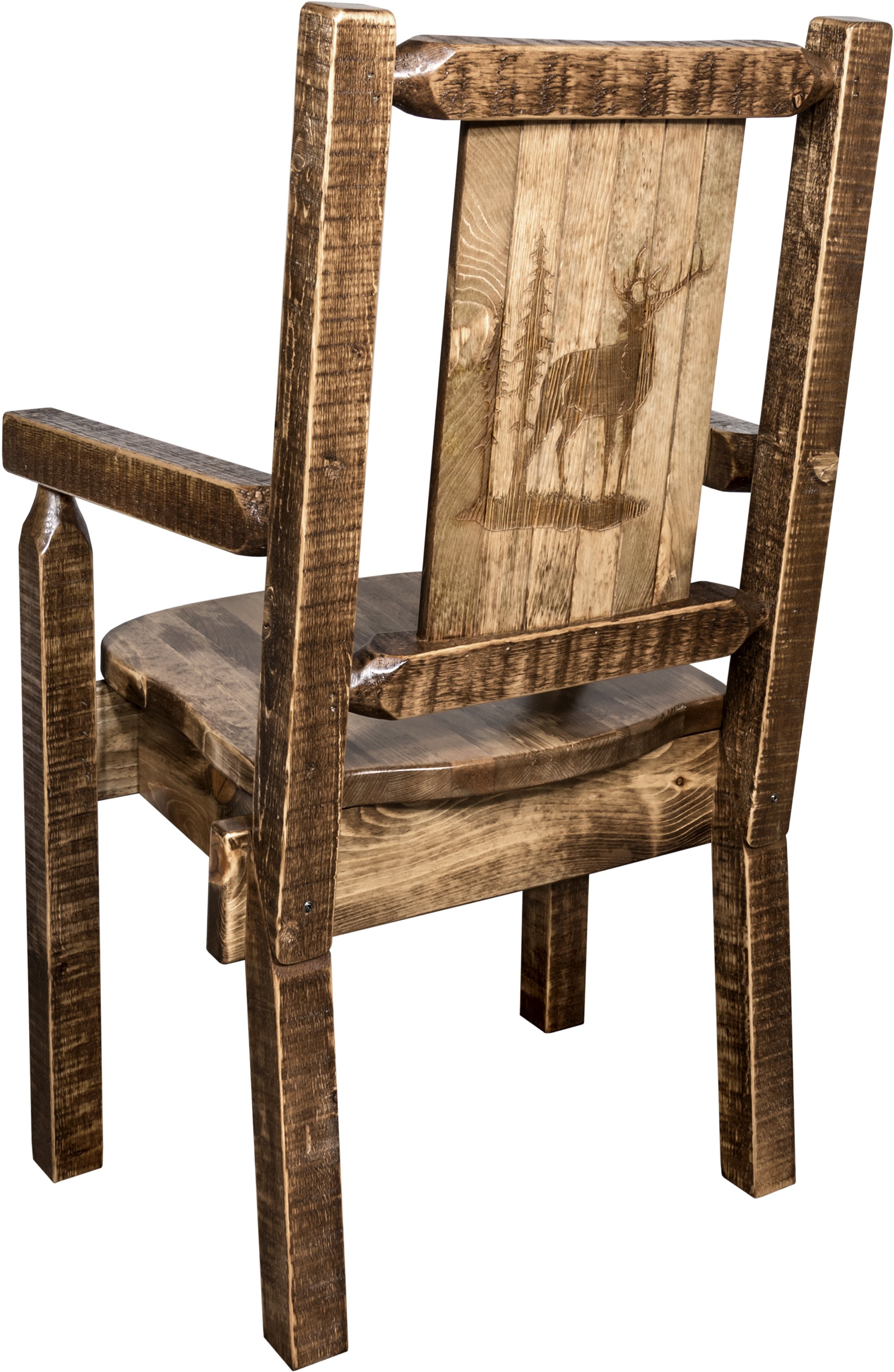Captain's Dining Room Chair with Laser Engraved Elk - Homestead-1