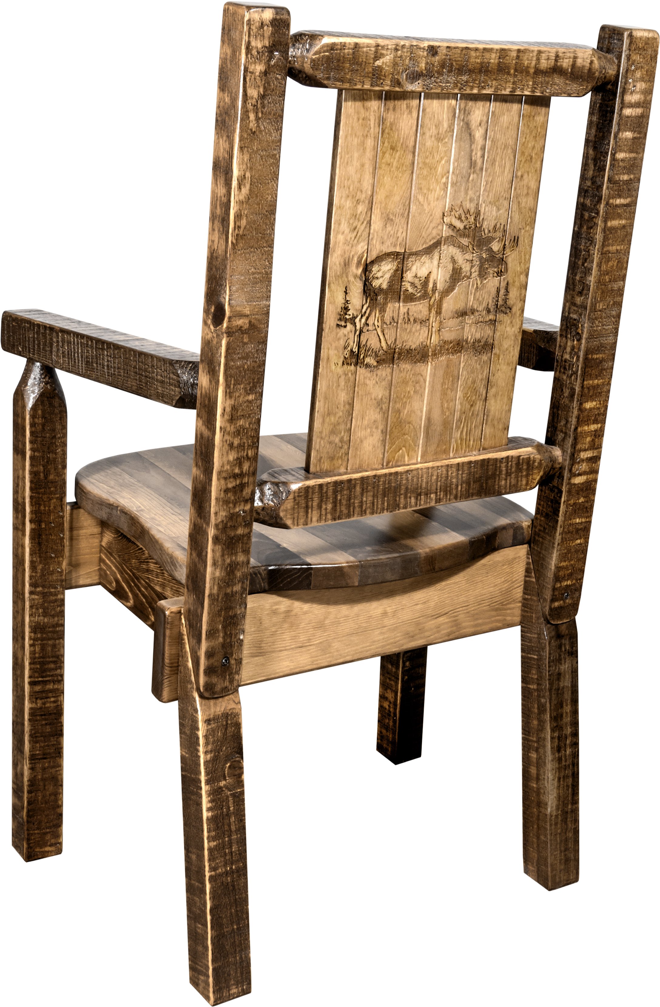 Captain's Dining Room Chair with Laser Engraved Moose - Homestead-1