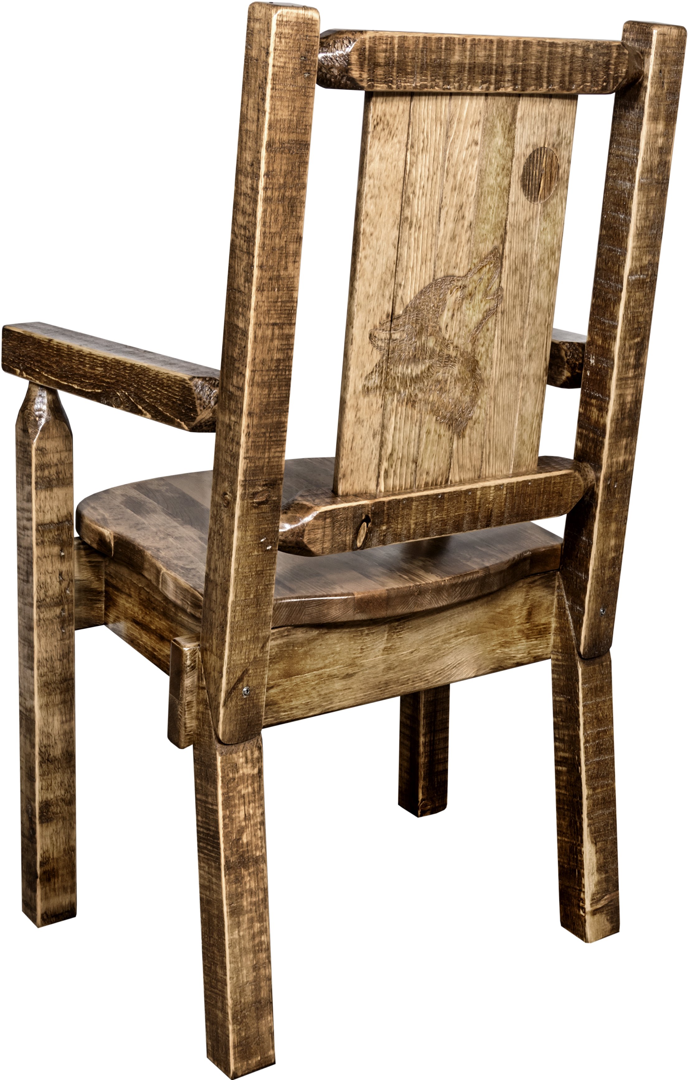 Captain's Dining Room Chair with Laser Engraved Wolf - Homestead-1