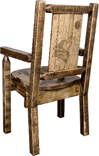 MWHCCASCNSLLZWOLF Captain's Dining Room Chair with Laser Engraved Wolf - Homestead