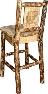 MWGCBSWNRLZBEAR Rustic Bar Stool with Laser Engraved Bear - Glacier