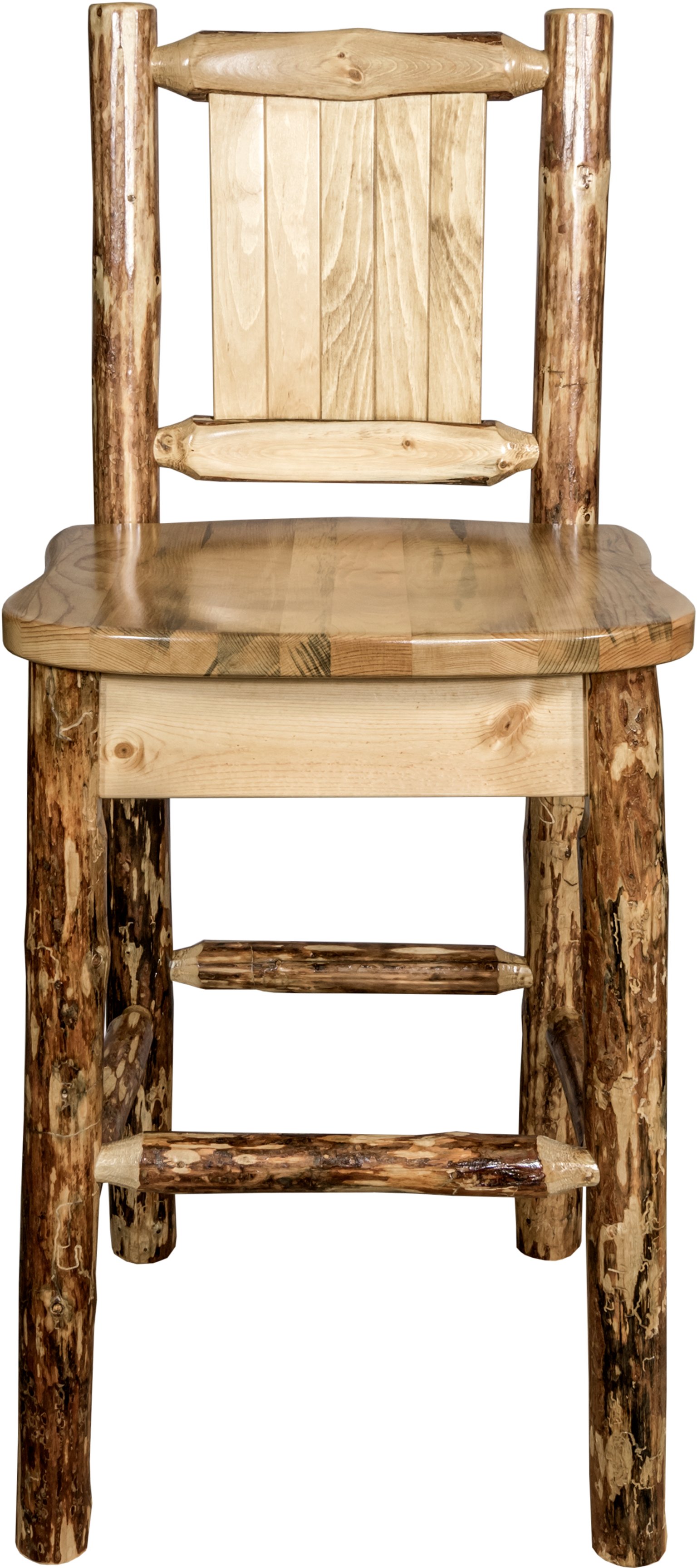 Rustic Bar Stool with Laser Engraved Bear - Glacier-5