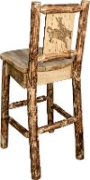 MWGCBSWNRLZBRONC Rustic Bar Stool with Laser Engraved Bronc - Glacier