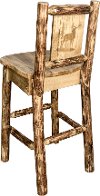 MWGCBSWNRLZELK Rustic Bar Stool with Laser Engraved Elk - Glacier