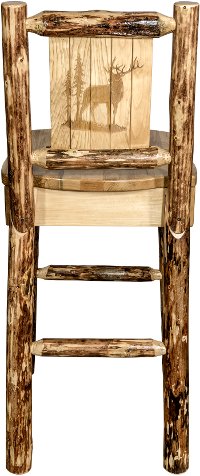MWGCBSWNRLZELK Rustic Bar Stool with Laser Engraved Elk - Glacier-2
