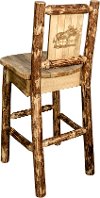 MWGCBSWNRLZMOOSE Rustic Bar Stool with Laser Engraved Moose - Glacier
