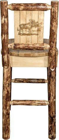 MWGCBSWNRLZMOOSE Rustic Bar Stool with Laser Engraved Moose - Glacier-2
