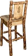 MWGCBSWNRLZPINE Rustic Bar Stool with Laser Engraved Pine Tree - Glacier