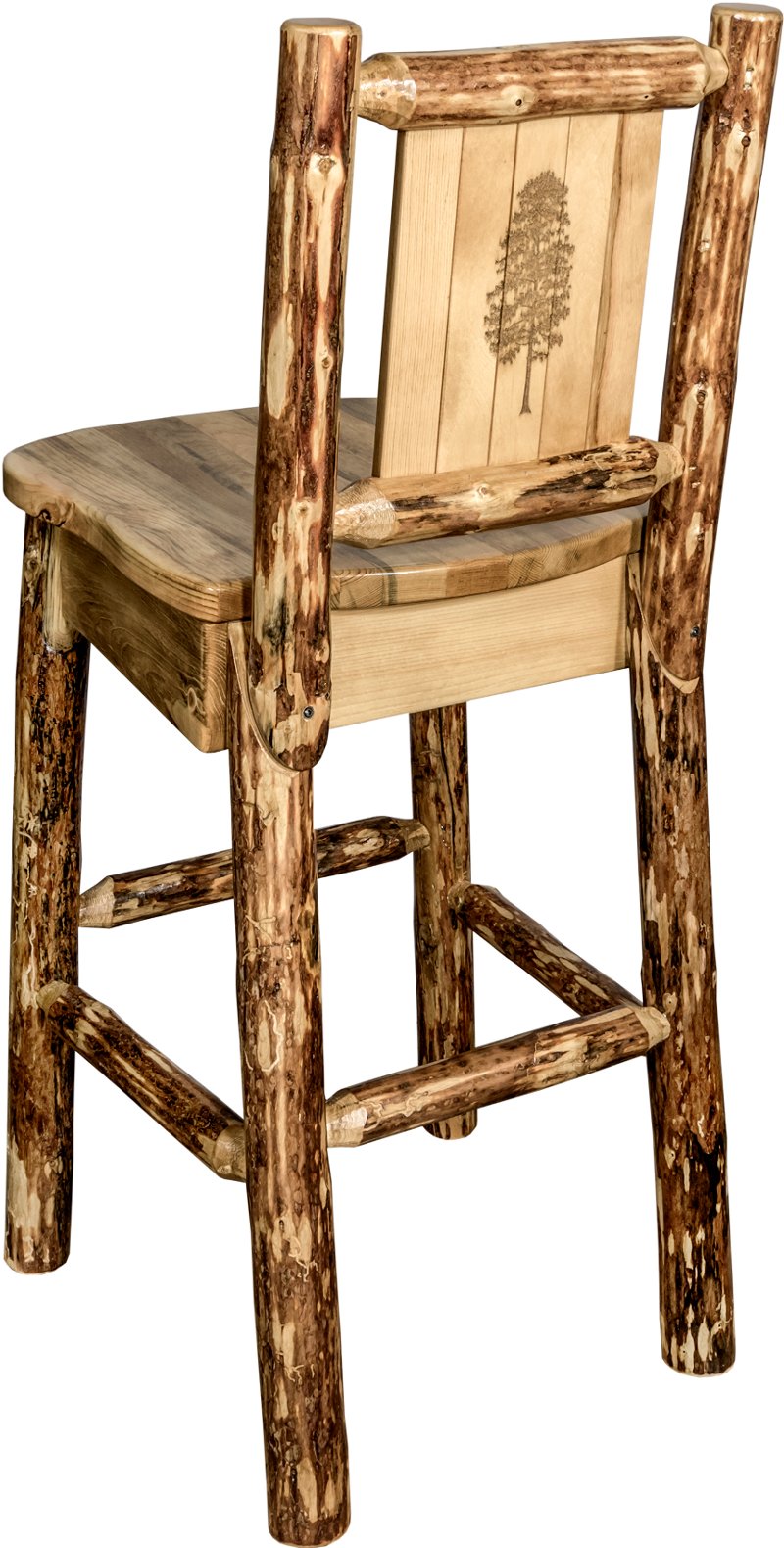 Rustic Bar Stool With Laser Engraved Pine Tree Glacier Rc Willey Rustic Bar Stool With Laser Engraved Pine Tree Glacier Rc Willey Furniture