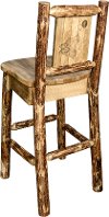 MWGCBSWNRLZWOLF Rustic Bar Stool with Laser Engraved Wolf - Glacier