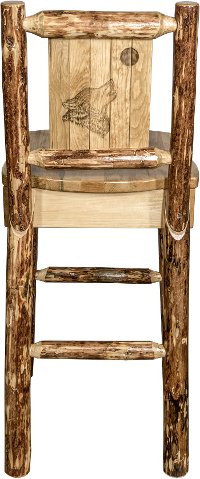 MWGCBSWNRLZWOLF Rustic Bar Stool with Laser Engraved Wolf - Glacier-2