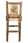 MWHCBSWNRSLLZBEAR Rustic Wood Bar Stool with Laser Engraved Bear - Homestead-2