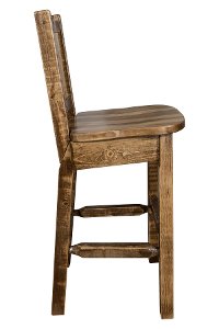 MWHCBSWNRSLLZBEAR Rustic Wood Bar Stool with Laser Engraved Bear - Homestead-5