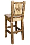 Rustic Wood Bar Stool with Laser Engraved Bronc - Homestead