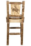 MWHCBSWNRSLLZBRONC Rustic Wood Bar Stool with Laser Engraved Bronc - Homestead-2