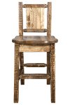MWHCBSWNRSLLZBRONC Rustic Wood Bar Stool with Laser Engraved Bronc - Homestead-4