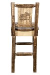 MWHCBSWNRSLLZMOOSE Rustic Wood Bar Stool with Laser Engraved Moose - Homestead-2