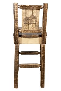 MWHCBSWNRSLLZMOOSE Rustic Wood Bar Stool with Laser Engraved Moose - Homestead-2