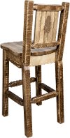 MWHCBSWNRSLLZPINE Rustic Wood Bar Stool with Laser Engraved Pine Tree - Homestead