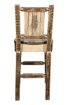 MWHCBSWNRSLLZPINE Rustic Wood Bar Stool with Laser Engraved Pine Tree - Homestead-2