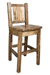 MWHCBSWNRSLLZPINE Rustic Wood Bar Stool with Laser Engraved Pine Tree - Homestead-3