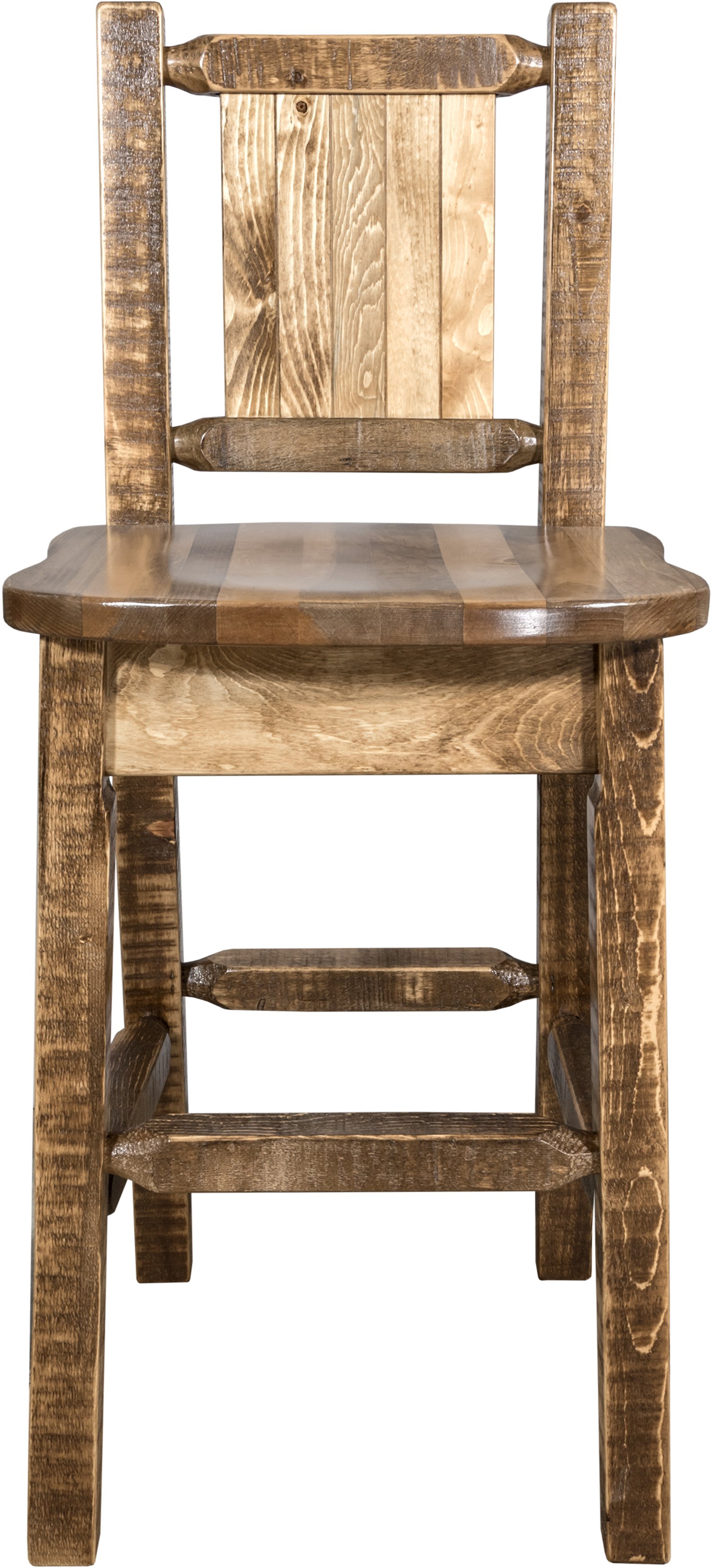 Rustic Wood Bar Stool with Laser Engraved Pine Tree - Homestead-4