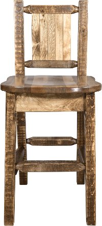 MWHCBSWNRSLLZPINE Rustic Wood Bar Stool with Laser Engraved Pine Tree - Homestead-4
