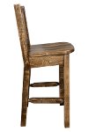 MWHCBSWNRSLLZPINE Rustic Wood Bar Stool with Laser Engraved Pine Tree - Homestead-5