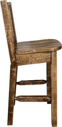 MWHCBSWNRSLLZPINE Rustic Wood Bar Stool with Laser Engraved Pine Tree - Homestead-5