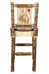 MWHCBSWNRSLLZWOLF Rustic Wood Bar Stool with Laser Engraved Wolf - Homestead-2