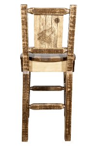 MWHCBSWNRSLLZWOLF Rustic Wood Bar Stool with Laser Engraved Wolf - Homestead-2
