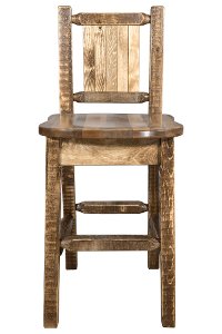 MWHCBSWNRSLLZWOLF Rustic Wood Bar Stool with Laser Engraved Wolf - Homestead-4