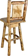 MWGCBSWSNRLZBRONC Rustic Pine Swivel Bar Stool with Laser Engraved Bronc - Glacier