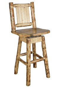 MWGCBSWSNRLZBRONC Rustic Pine Swivel Bar Stool with Laser Engraved Bronc - Glacier-4