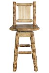 MWGCBSWSNRLZELK Rustic Pine Swivel Bar Stool with Laser Engraved Elk - Glacier-3