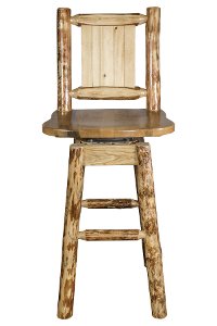MWGCBSWSNRLZELK Rustic Pine Swivel Bar Stool with Laser Engraved Elk - Glacier-3